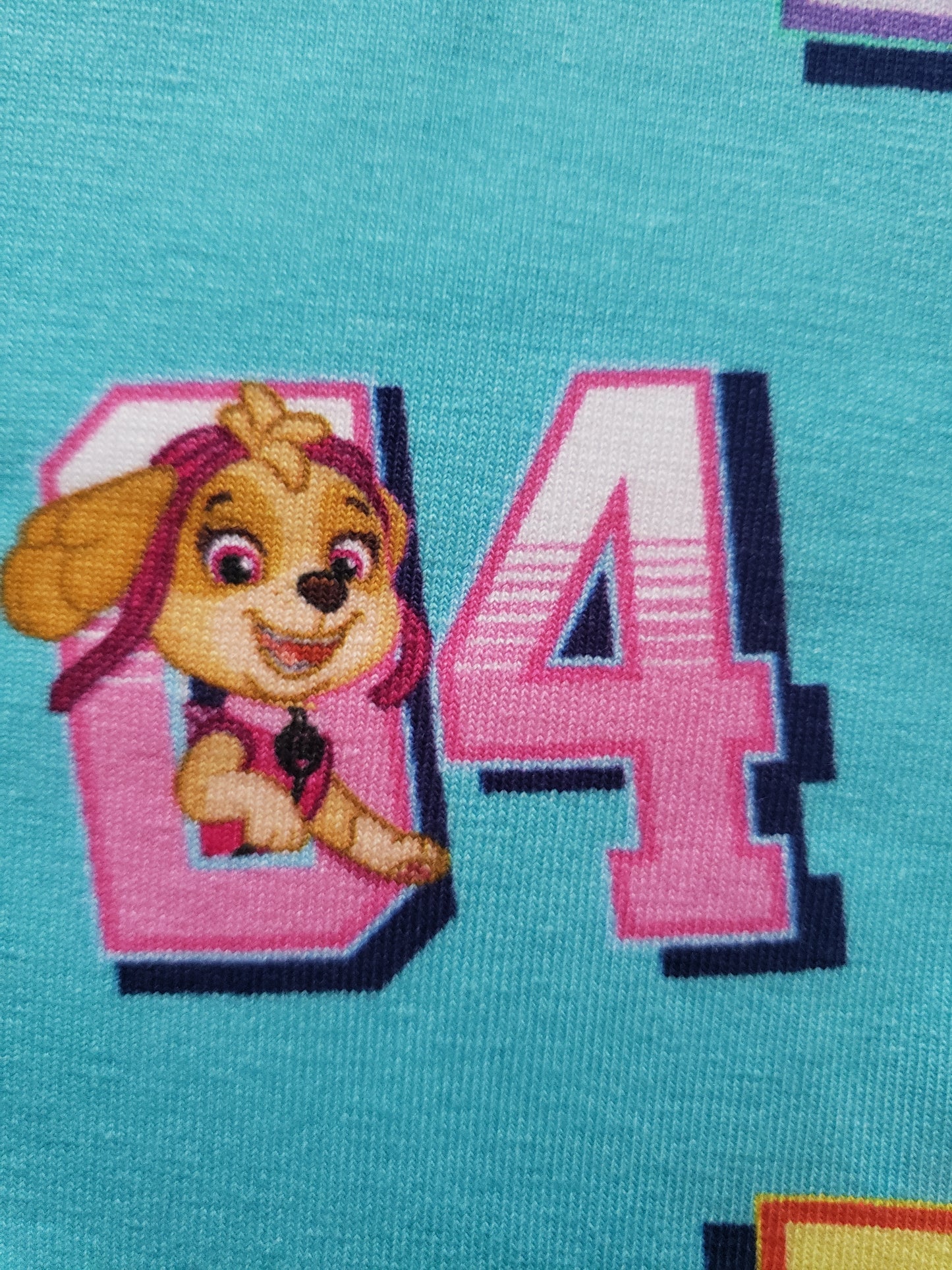 0,5m Nickelodeon, Jersey Stoff, Paw Patrol, Numbers, Lizenzstoff,türkis