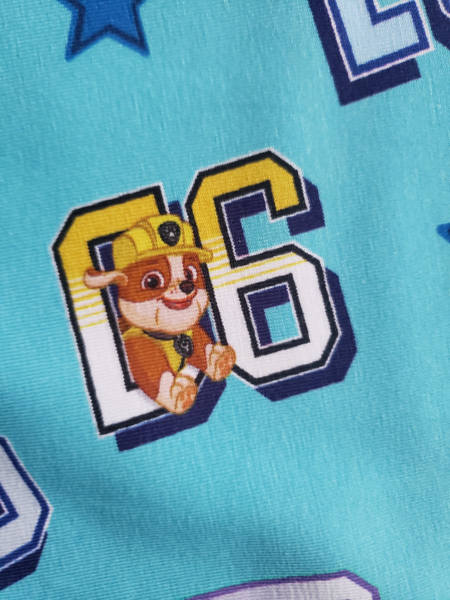 0,5m Nickelodeon, Jersey Stoff, Paw Patrol, Numbers, Lizenzstoff,türkis