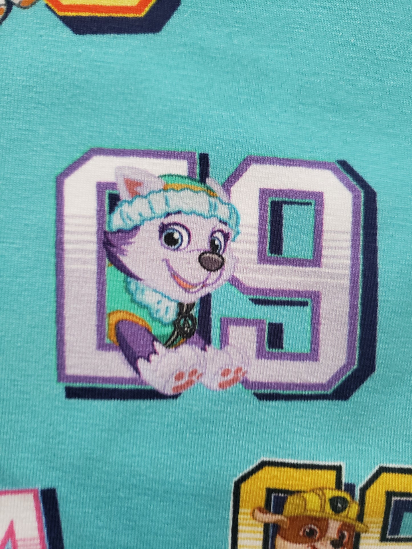 0,5m Nickelodeon, Jersey Stoff, Paw Patrol, Numbers, Lizenzstoff,türkis