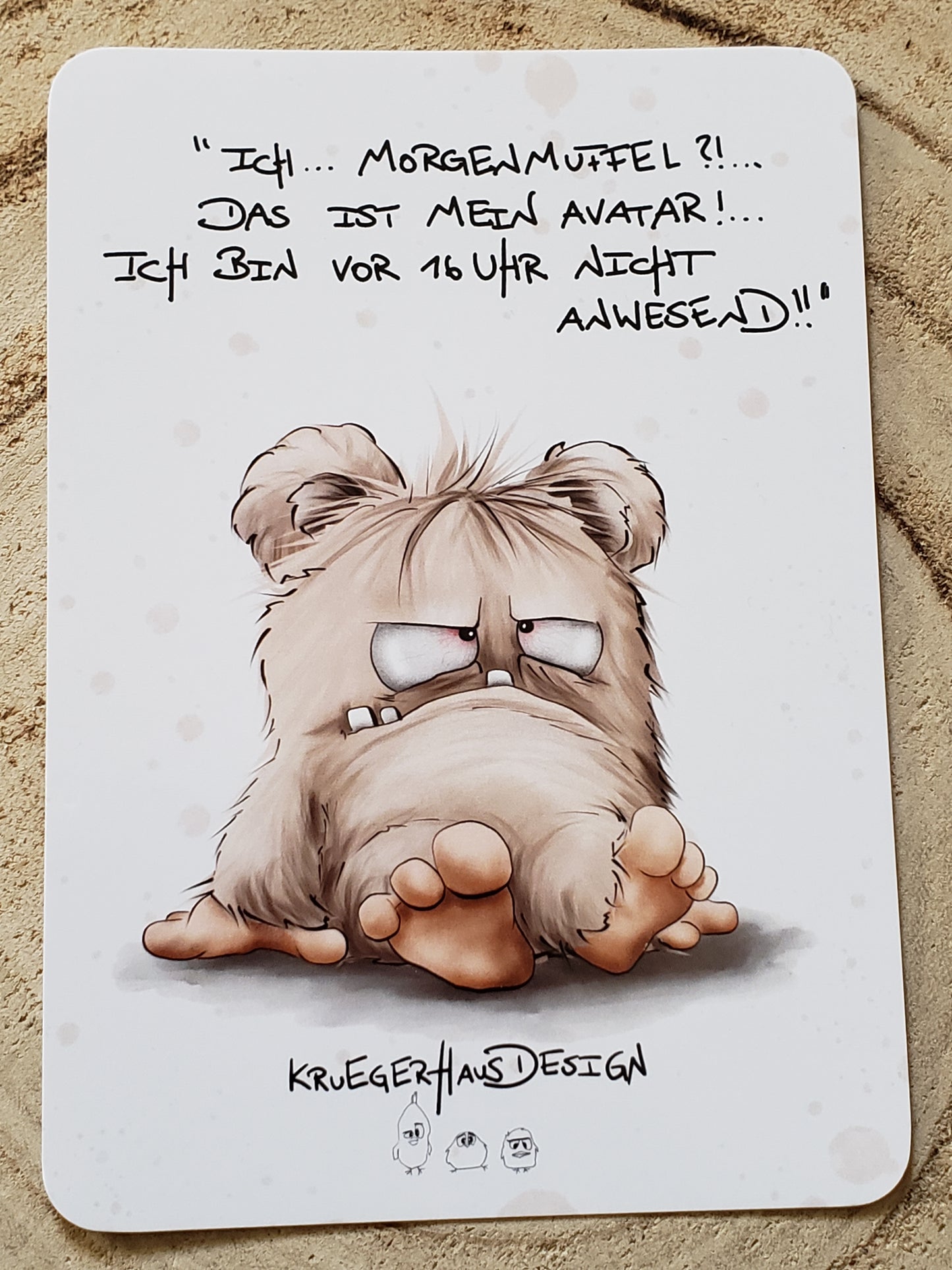 Postkarte Kruegerhausdesign Monster mit Spruch, Ich... Morgenmuffel?!. Das ist mein Avatar!...