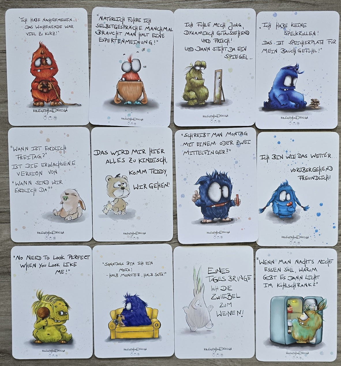 Postkarten Set Monster Kruegerhausdesign April 2023, 12 Postkarten.