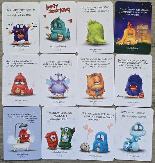 Postkarten Set Monster Kruegerhausdesign November 2023, 12 Postkarten.
