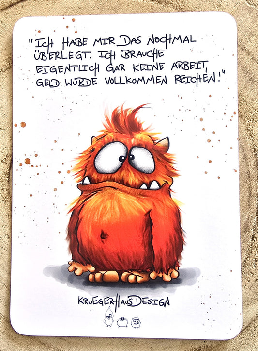 Postkarte Monster Kruegerhausdesign  "Ich habe mir das nochmal überlegt..."