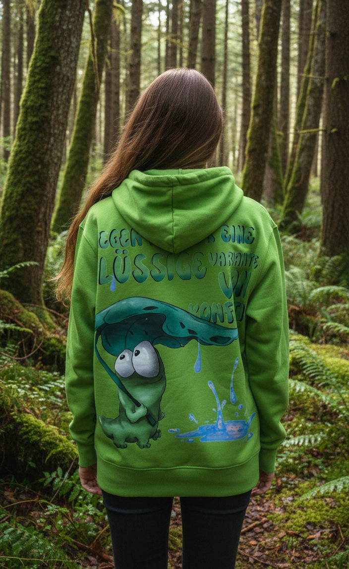 Unisex Hoodie XXL Druck Kruegerhausdesign Monster, Gr. XL, lime grün, Regen ist auch nur eine flüssige Variante von Konfetti..