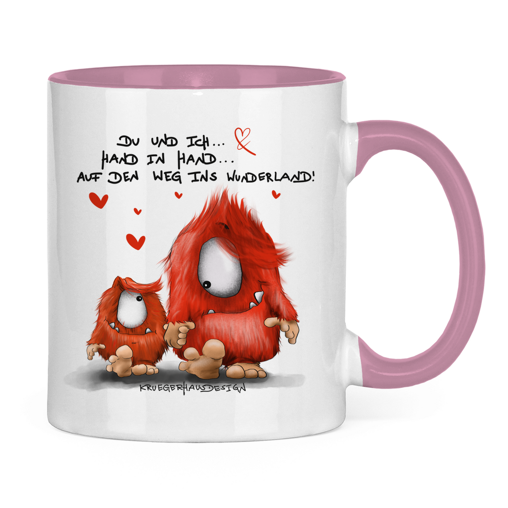 Tasse zweifarbig Du und ich... Hand in Hand.. Auf den Weg ins Wunderland!