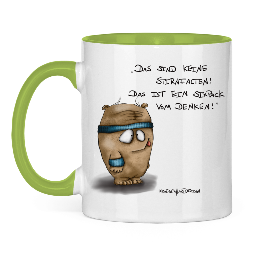 Tasse zweifarbig Das sind keine Stirnfalten! Das ist ein Sixpack vom Denken!