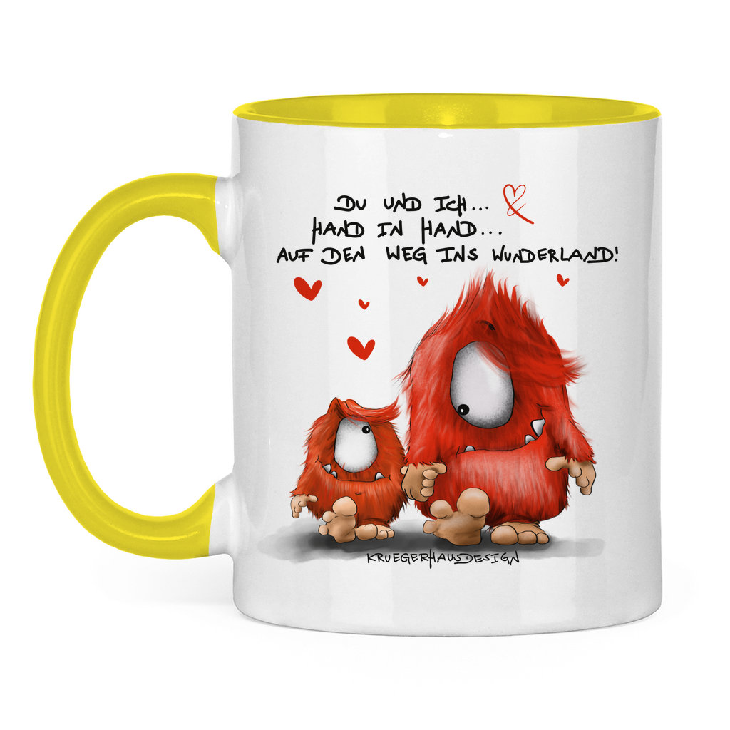 Tasse zweifarbig Du und ich... Hand in Hand.. Auf den Weg ins Wunderland!