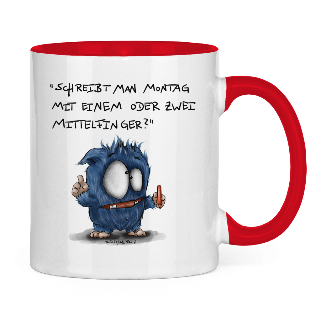 Tasse zweifarbig Schreibt man Montag mit einem oder mit zwei Mittelfinger?