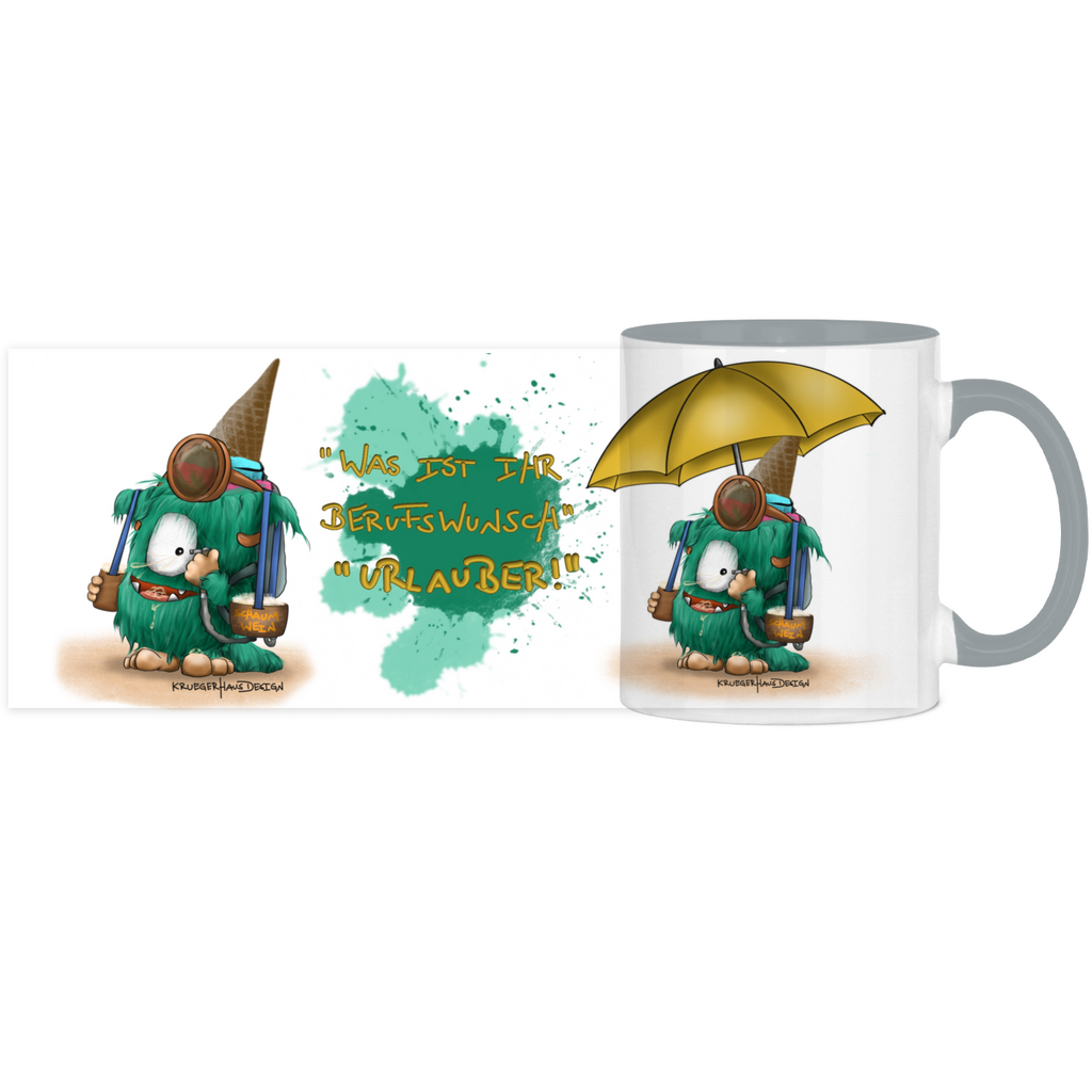 Panorama Tasse zweifarbig Was ist ihr Berufswunsch? Urlauber!