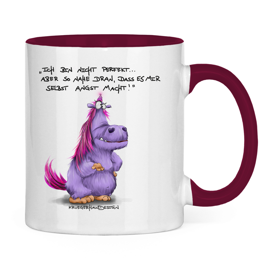 Tasse zweifarbig Ich bin nicht perfekt.. aber so nahe dran, dass es mir ...