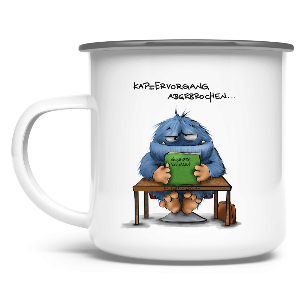 Emaille Tasse Kopiervorgang abgeschlossen