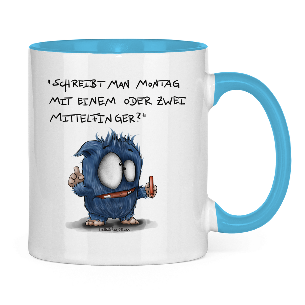 Tasse zweifarbig Schreibt man Montag mit einem oder mit zwei Mittelfinger?