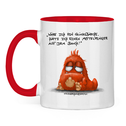 Tasse zweifarbig Wäre ich ein Glücksbärchi, hatt ich einen Mittelfinger...