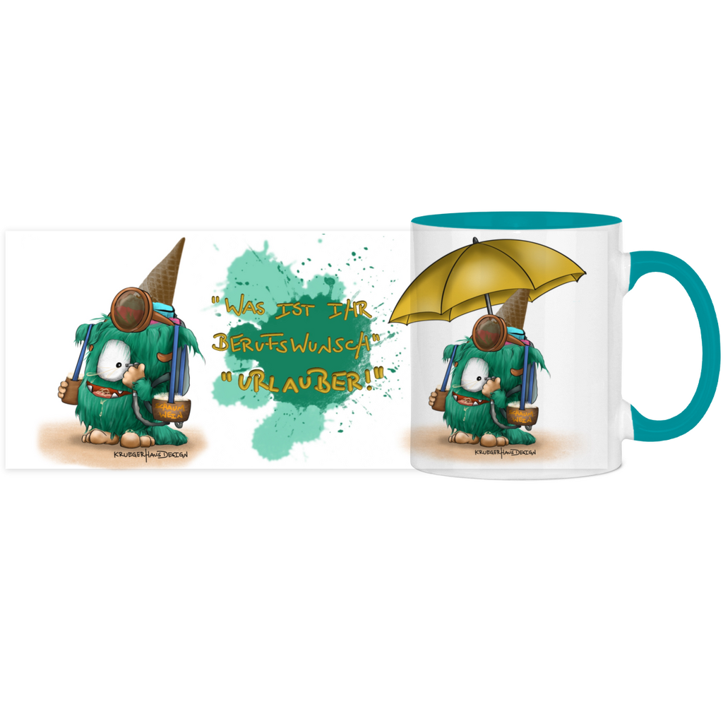 Panorama Tasse zweifarbig Was ist ihr Berufswunsch? Urlauber!