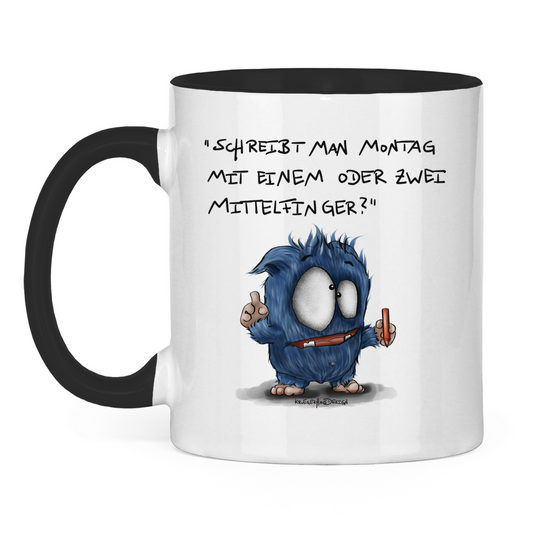 Tasse zweifarbig Schreibt man Montag mit einem oder mit zwei Mittelfinger?