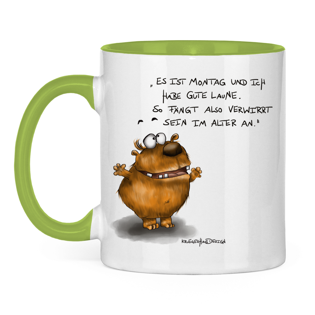 Tasse zweifarbig Es ist Montag und ich habe gute Laune. So fängt...
