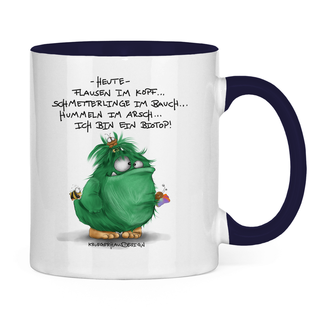 Tasse zweifarbig Heute, Flausen im Kopf... Schmetterlinge im Bauch... Biotop