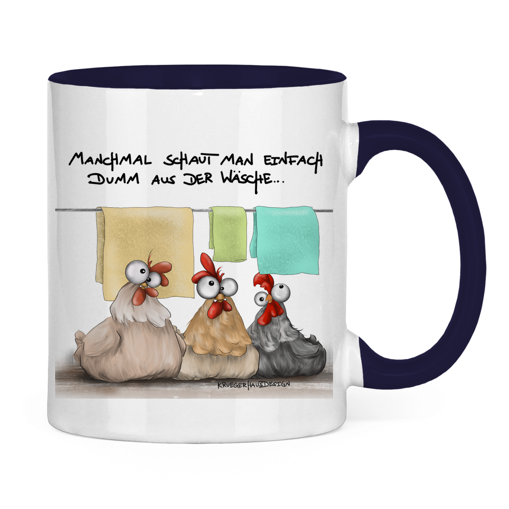 Tasse zweifarbig Manchmal schaut man einfach dumm aus der Wäsche...