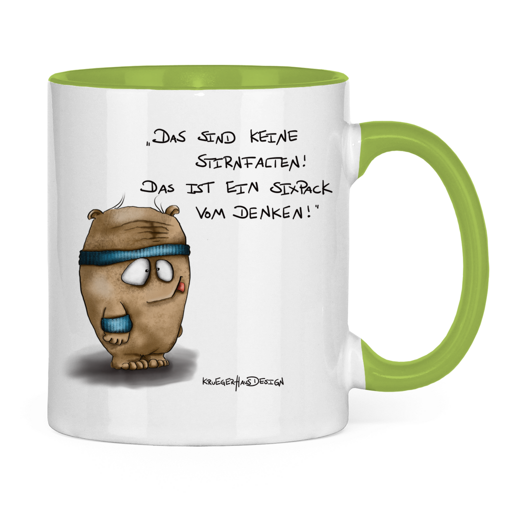 Tasse zweifarbig Das sind keine Stirnfalten! Das ist ein Sixpack vom Denken!