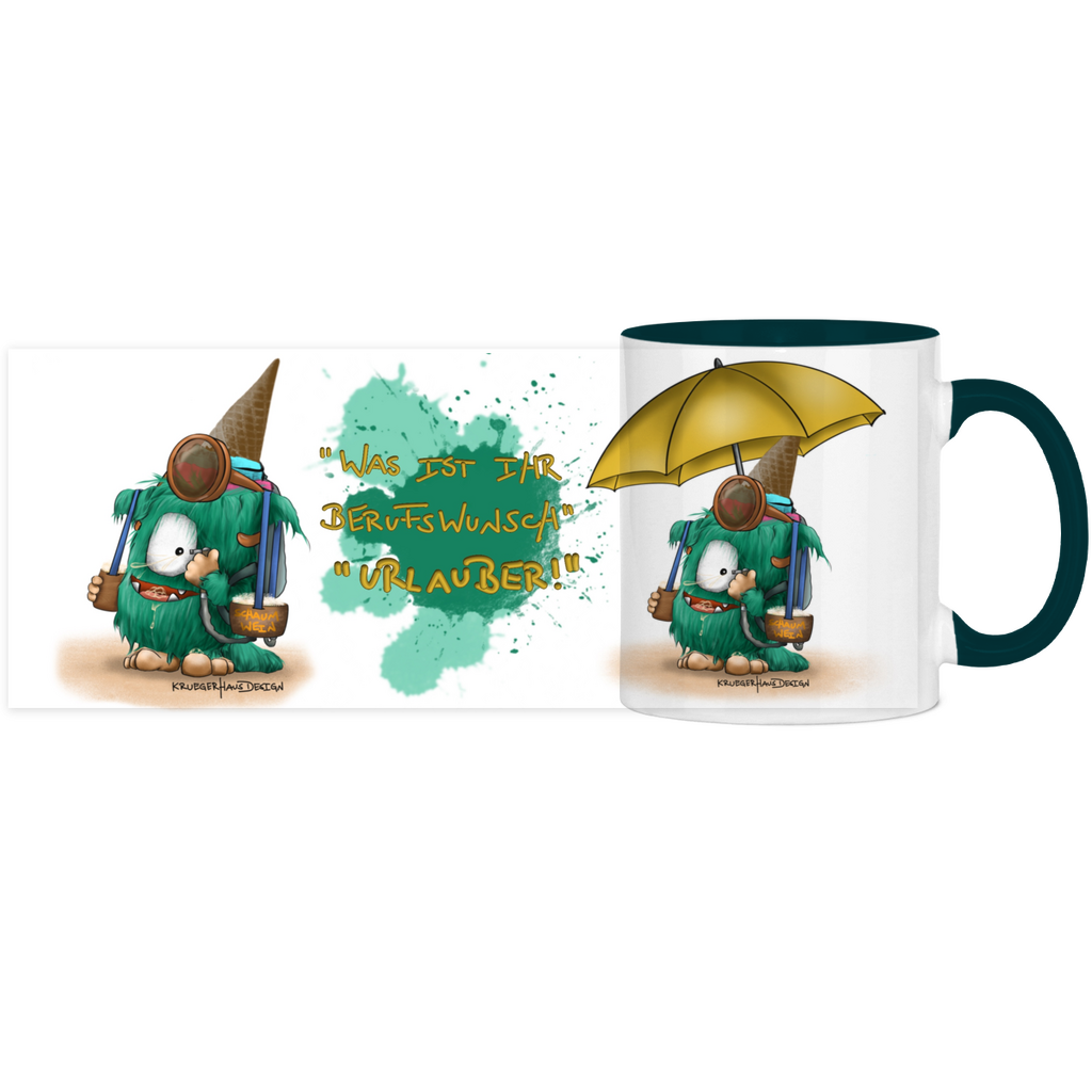 Panorama Tasse zweifarbig Was ist ihr Berufswunsch? Urlauber!