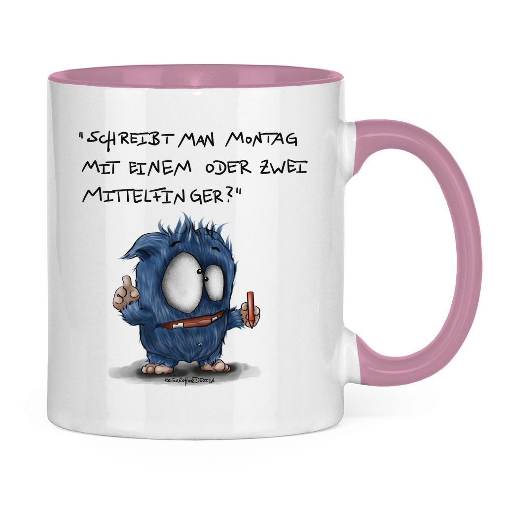 Tasse zweifarbig Schreibt man Montag mit einem oder mit zwei Mittelfinger?