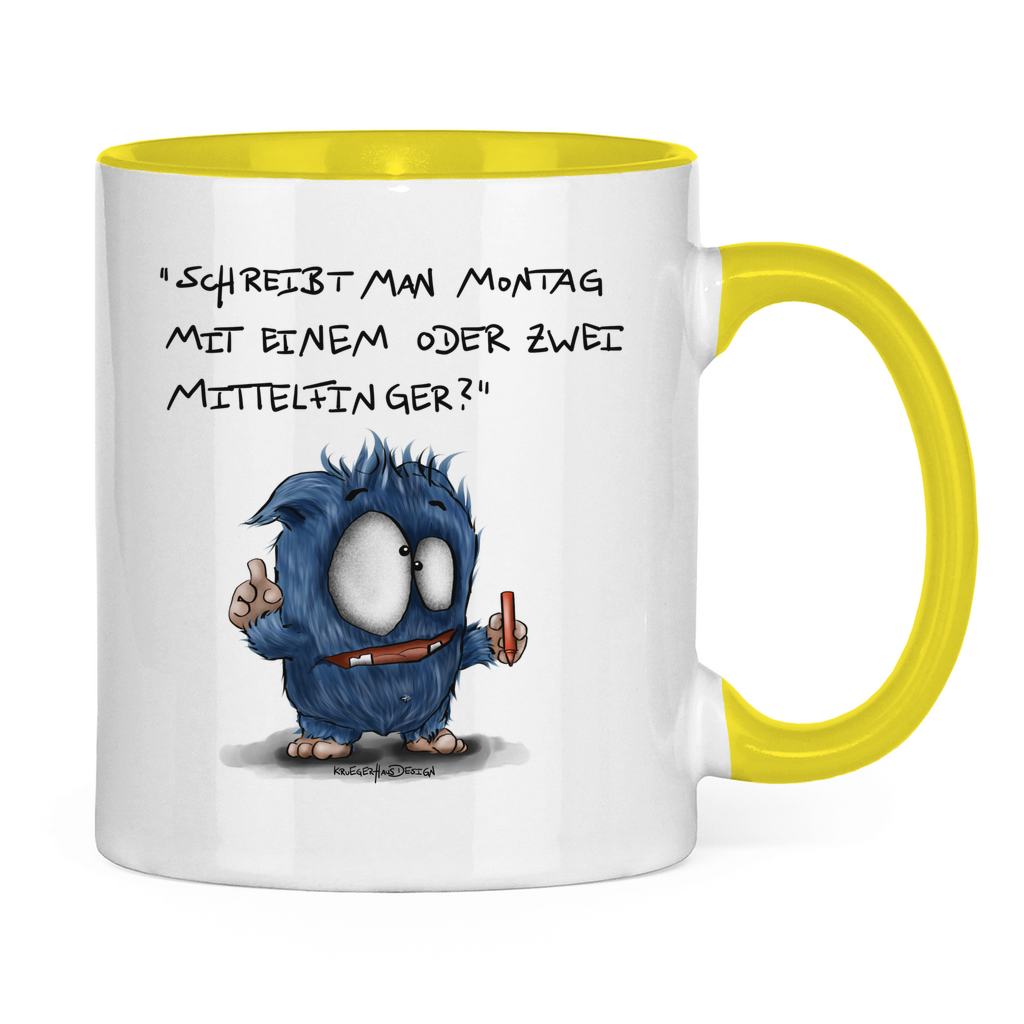 Tasse zweifarbig Schreibt man Montag mit einem oder mit zwei Mittelfinger?