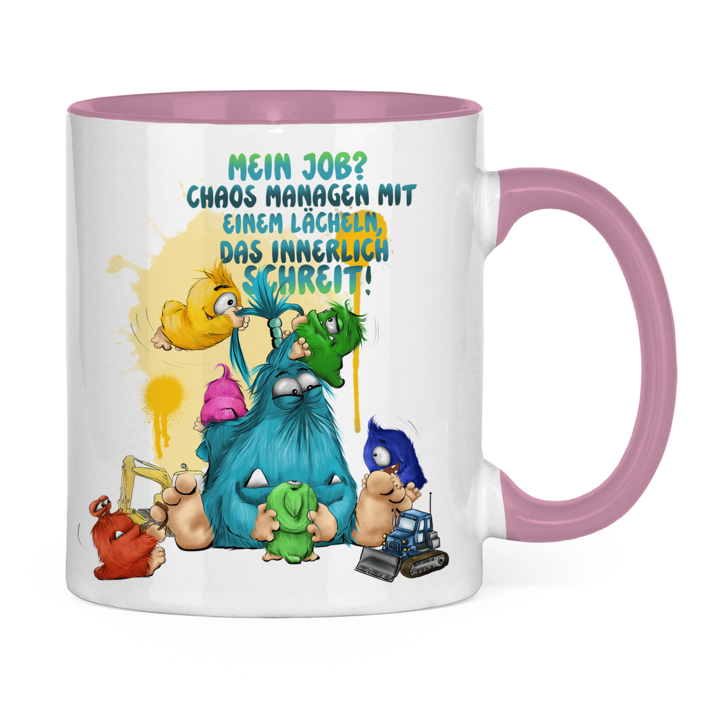 Tasse zweifarbig Mein Job? Chaos managen mit einem Lächeln, das innerlich…