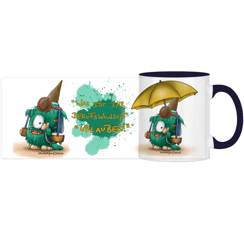 Panorama Tasse zweifarbig Was ist ihr Berufswunsch? Urlauber!