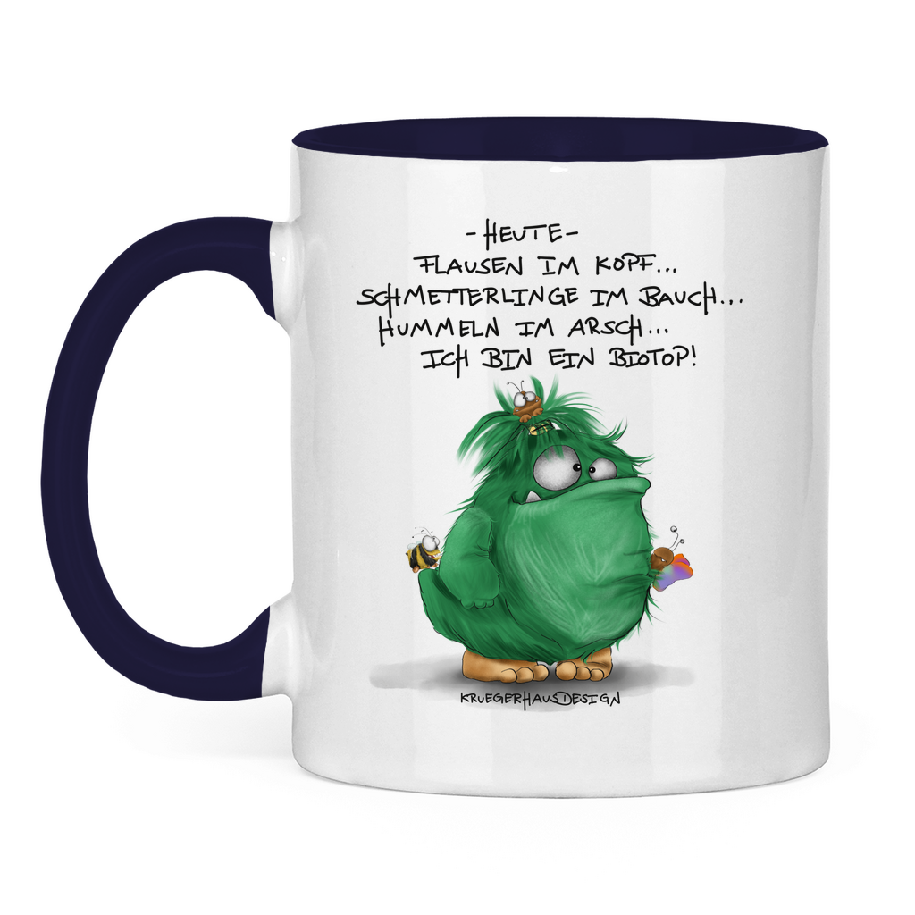 Tasse zweifarbig Heute, Flausen im Kopf... Schmetterlinge im Bauch... Biotop