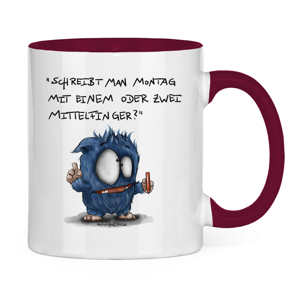 Tasse zweifarbig Schreibt man Montag mit einem oder mit zwei Mittelfinger?