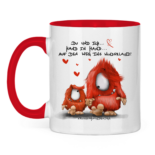 Tasse zweifarbig Du und ich... Hand in Hand.. Auf den Weg ins Wunderland!