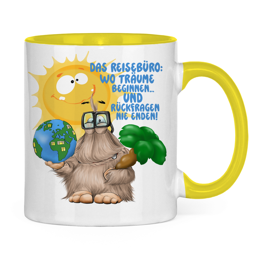 Tasse zweifarbig Das Reisebüro: Wo Träume beginnen und Rückfragen nie enden!