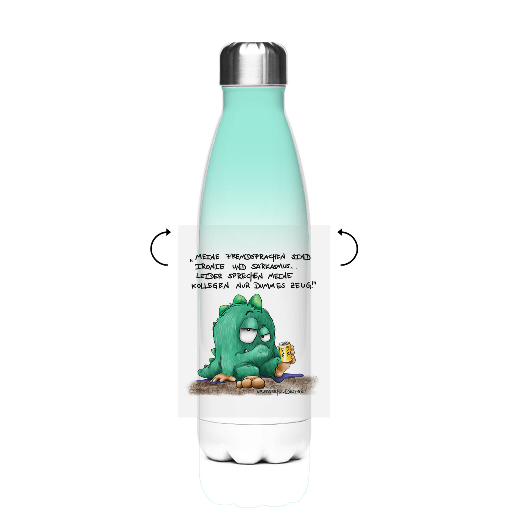 Edelstahl-Thermoflasche Meine Fremdsprachen sind Ironie und Sarkasmus, leider meine