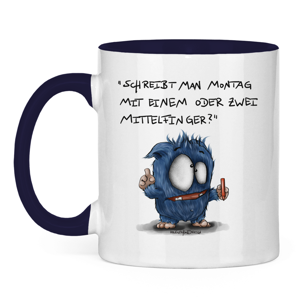 Tasse zweifarbig Schreibt man Montag mit einem oder mit zwei Mittelfinger?