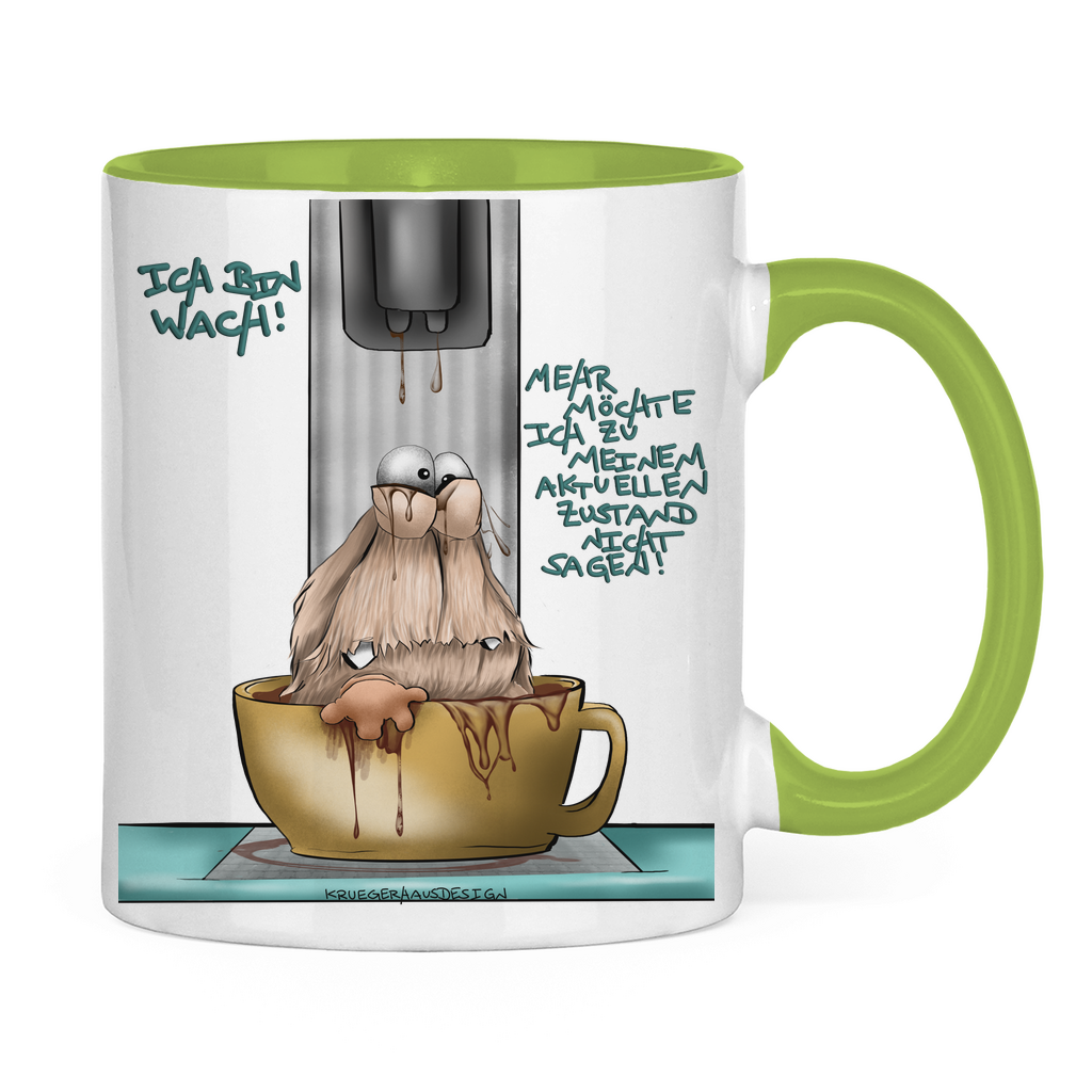 Tasse zweifarbig Ich bin wach! Mehr möchte ich zu meinem aktuellen…