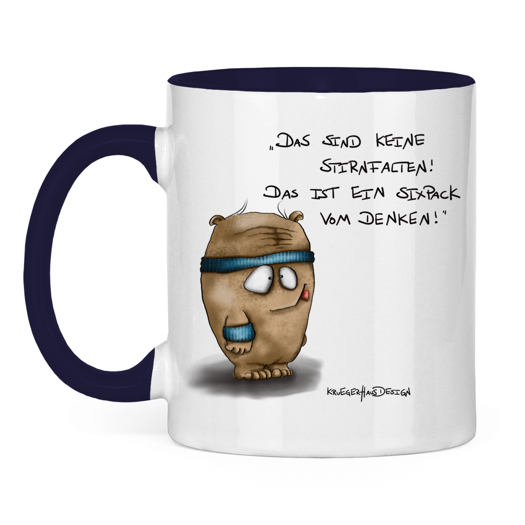 Tasse zweifarbig Das sind keine Stirnfalten! Das ist ein Sixpack vom Denken!