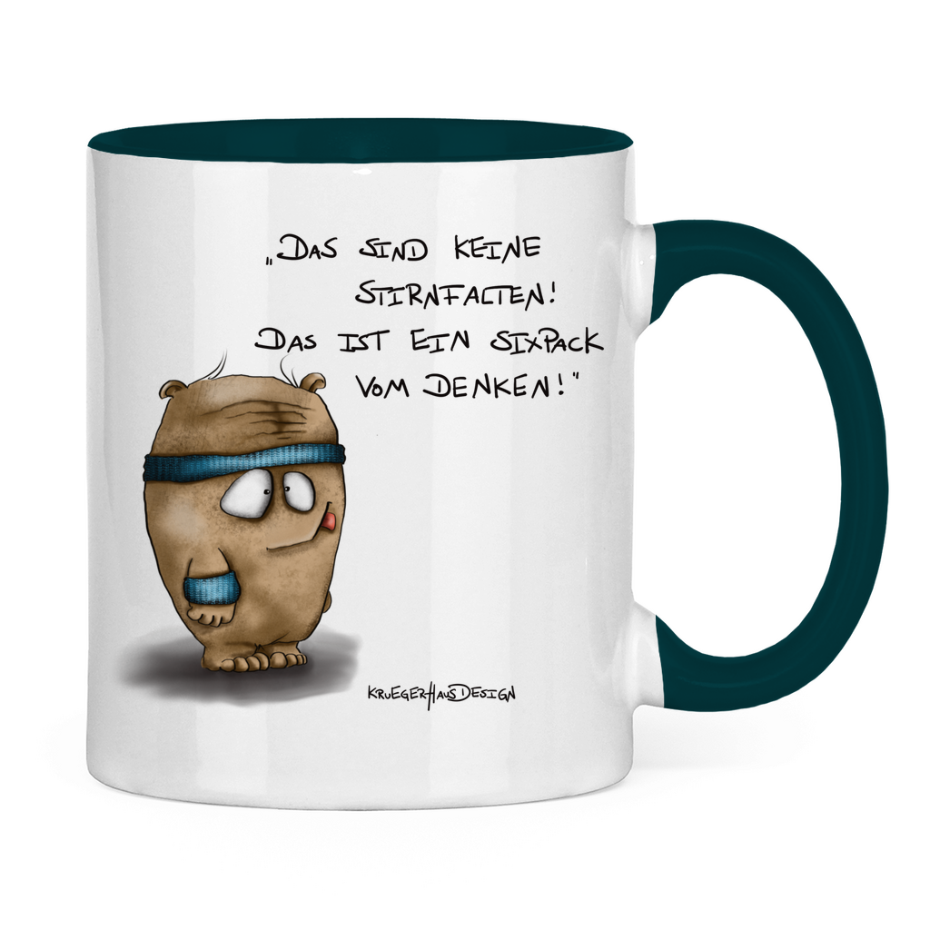 Tasse zweifarbig Das sind keine Stirnfalten! Das ist ein Sixpack vom Denken!