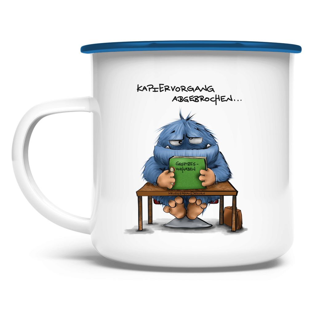 Emaille Tasse Kopiervorgang abgeschlossen