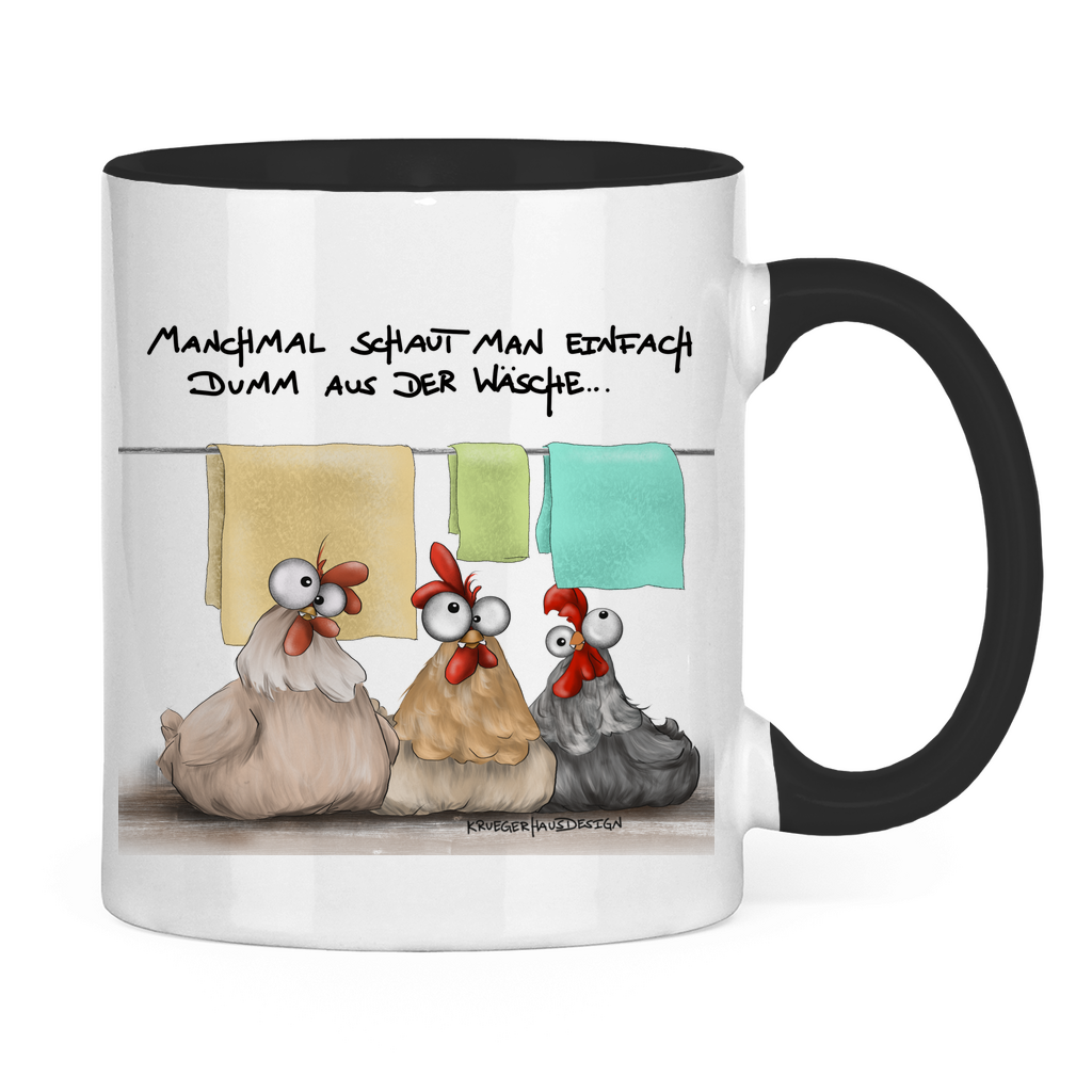 Tasse zweifarbig Manchmal schaut man einfach dumm aus der Wäsche...