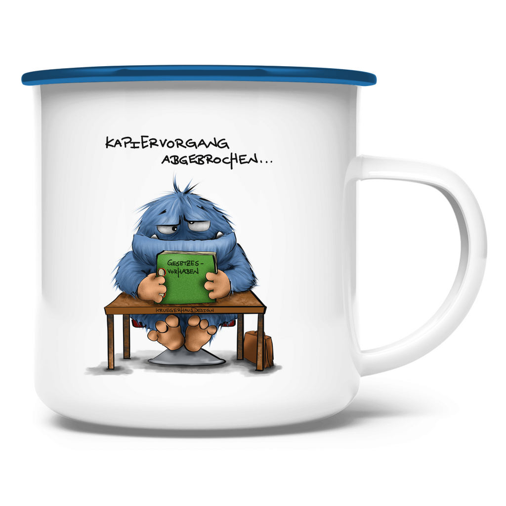 Emaille Tasse Kopiervorgang abgeschlossen