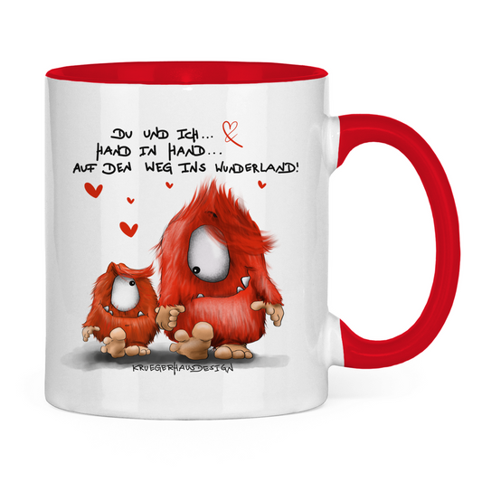 Tasse zweifarbig Du und ich... Hand in Hand.. Auf den Weg ins Wunderland!