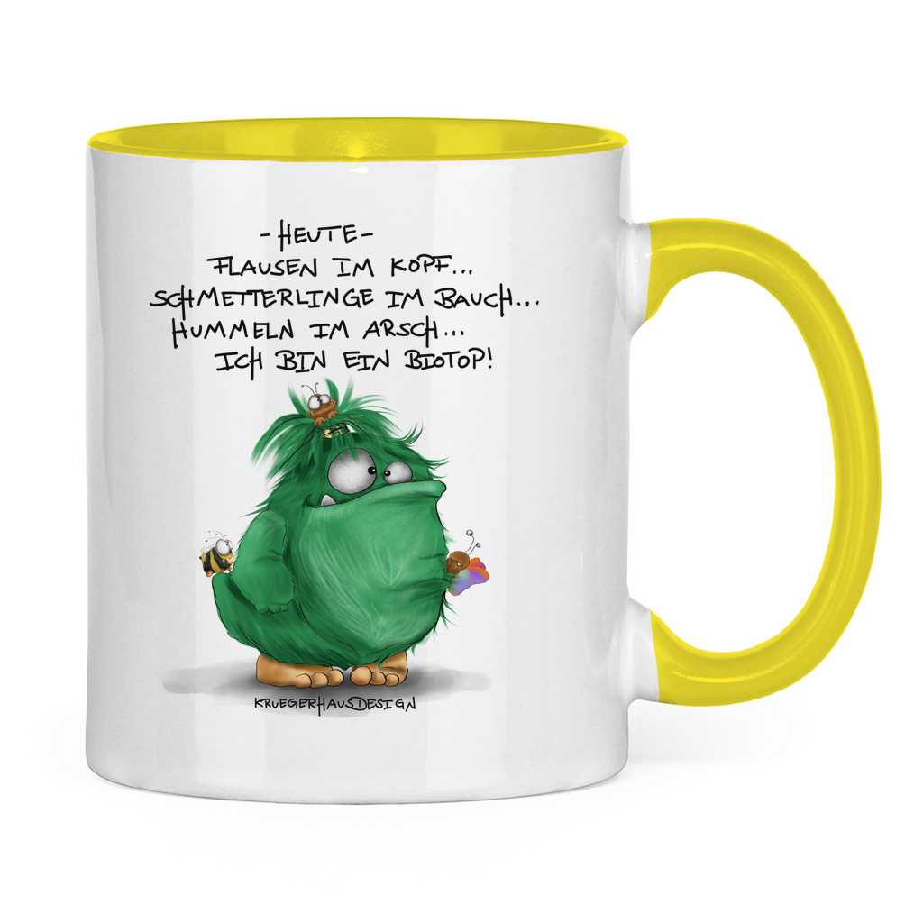 Tasse zweifarbig Heute, Flausen im Kopf... Schmetterlinge im Bauch... Biotop