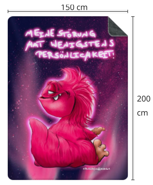 Muster Premium Kuscheldecke, superweich, 150 x 200cm, Kruegerhausdesign Monster, Meine Störung hat wenigstens Persönlichkeit!