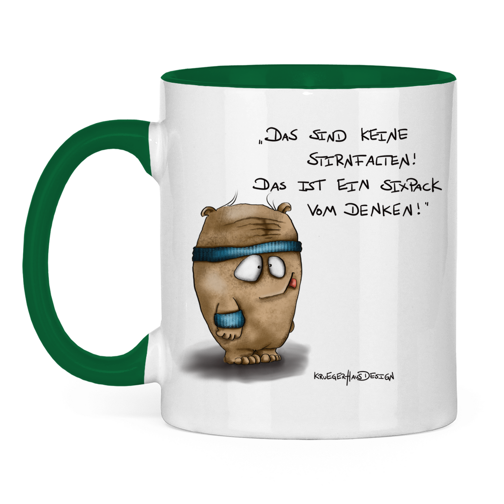 Tasse zweifarbig Das sind keine Stirnfalten! Das ist ein Sixpack vom Denken!