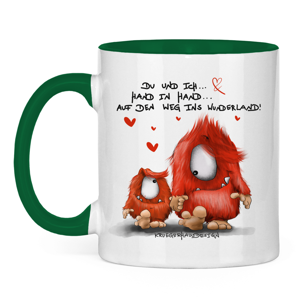 Tasse zweifarbig Du und ich... Hand in Hand.. Auf den Weg ins Wunderland!