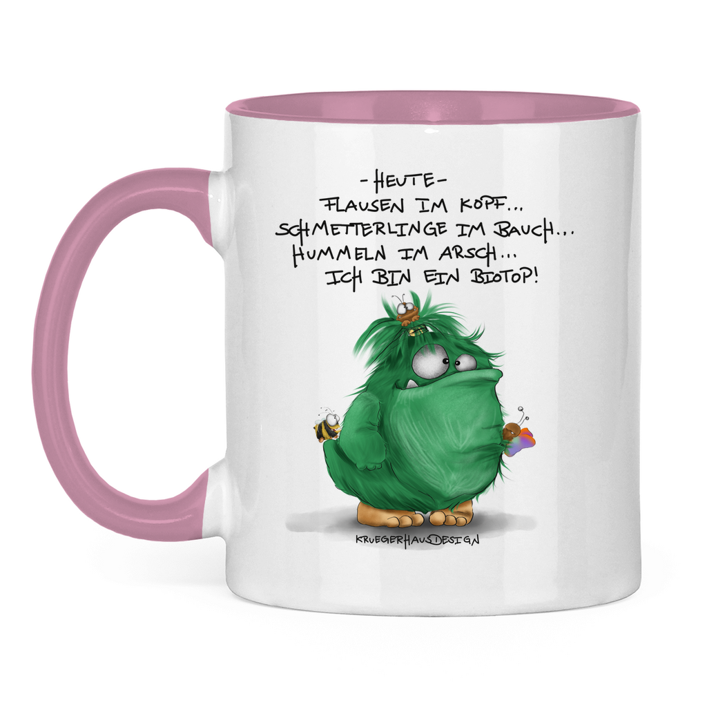 Tasse zweifarbig Heute, Flausen im Kopf... Schmetterlinge im Bauch... Biotop
