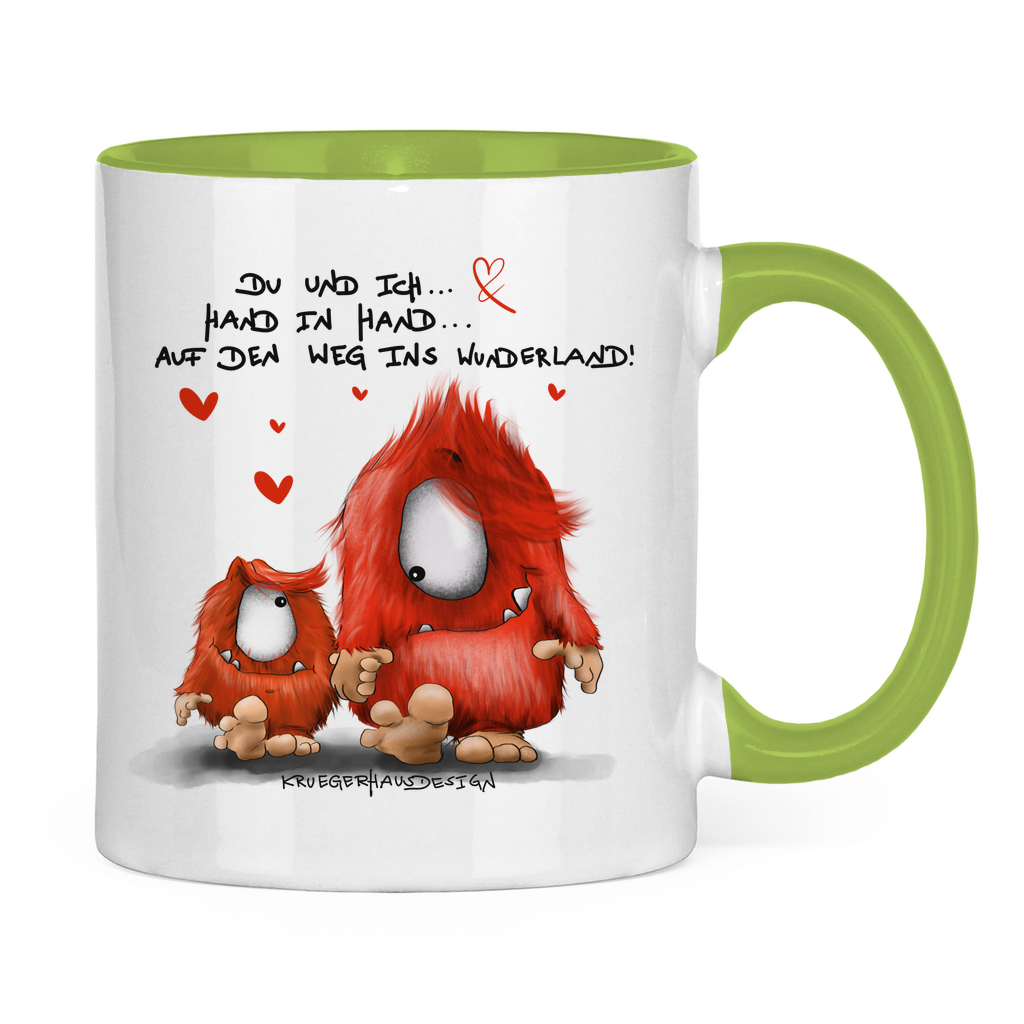 Tasse zweifarbig Du und ich... Hand in Hand.. Auf den Weg ins Wunderland!