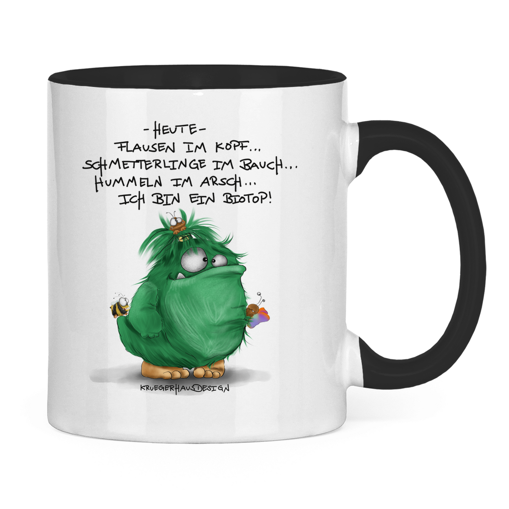 Tasse zweifarbig Heute, Flausen im Kopf... Schmetterlinge im Bauch... Biotop