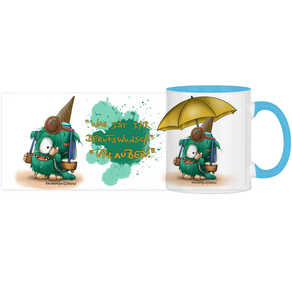Panorama Tasse zweifarbig Was ist ihr Berufswunsch? Urlauber!