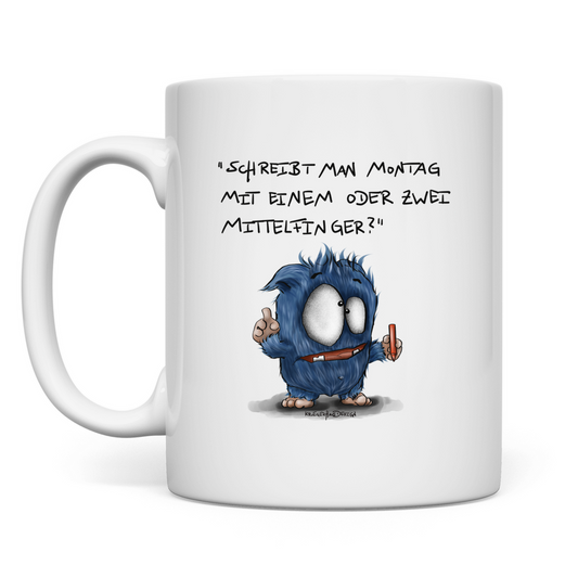 Tasse Schreibt man Montag mit einem oder mit zwei Mittelfinger?